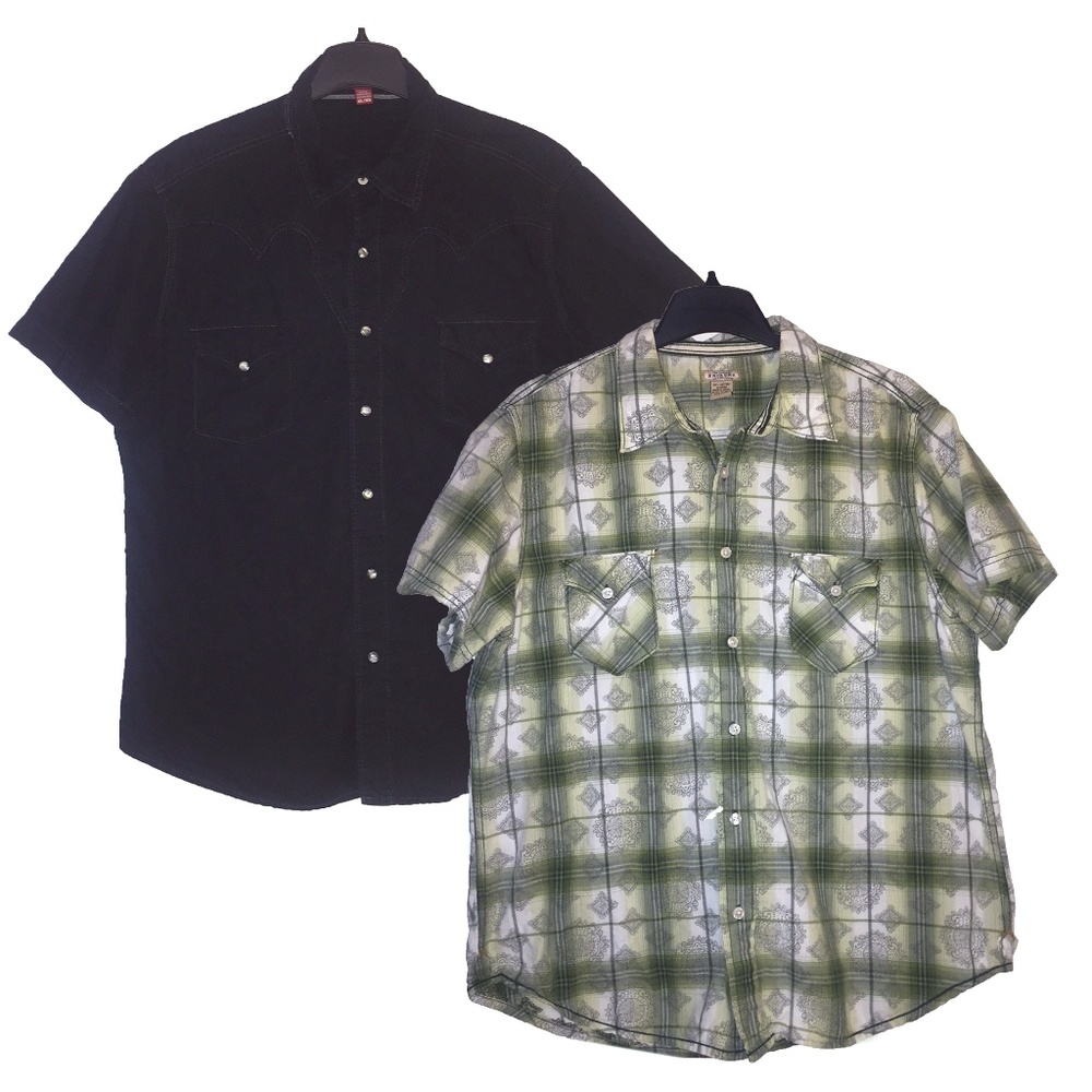 2 Mens Shirts XL Button and Snap